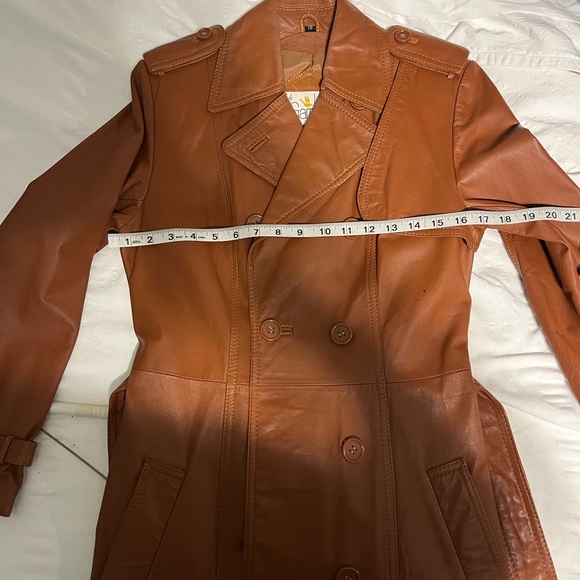 Brown Leather Trench Coat - Picture 3 of 6